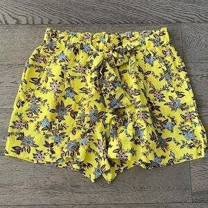 Anthropologie High Waist Belted Pull On Floral Print Shorts